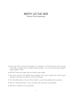 MATH 122 Practice Final Exam Fall 2025