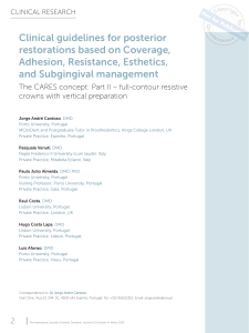 CARES Concept Part II: Full-Contour Resistive Crowns for Posterior Restorations