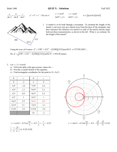 Math 1040 Quiz X Solutions: Trigonometry Problems