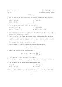 Mathematical Analysis Seminar 1: Problems on Bounds and Sets