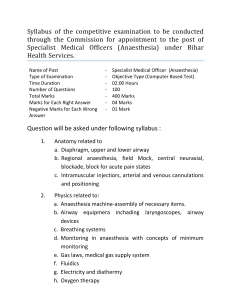 Bihar Anaesthesia Specialist Medical Officer Syllabus