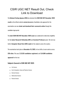 CSIR UGC NET Result December 2025