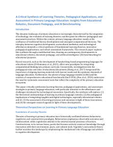 Learning Theories & Assessment in Primary Language Ed.