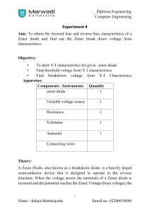 Zener Diode Characteristics Experiment - Diploma Engineering