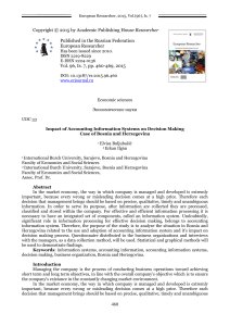 Impact of Accounting Information Systems on Decision Making: Bosnia and Herzegovina Case Study