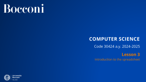 Computer Science Lesson 3: Introduction to Spreadsheets