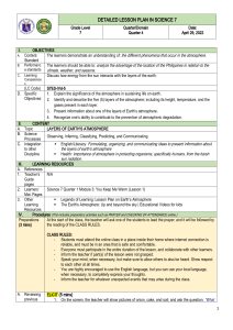 Detailed Lesson Plan: Layers of Earth&rsquo;s Atmosphere (Science 7)