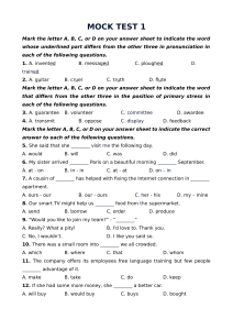 Mock Test 1: English Pronunciation & Grammar Practice
