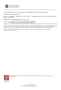 Field Theory and World Literary Space: Bourdieu's Contribution