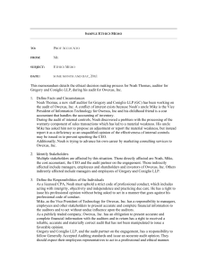 Sample Ethics Memo: Auditor's Decision-Making Process