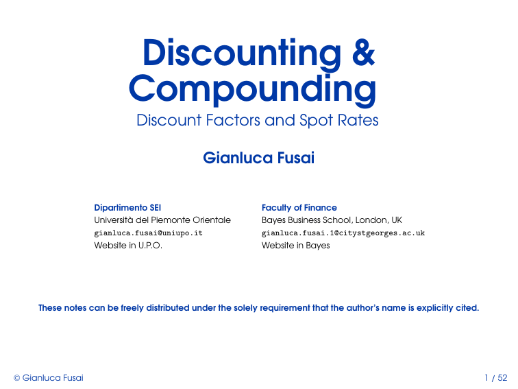 Compound Discount Rates Discounting & Compounding: Discount Factors and Spot Rates