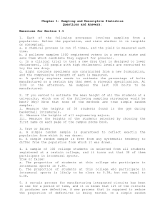 Chapter 1: Sampling and Descriptive Statistics Exercises