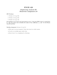 ENGR 420 Homework #3: Engineering Analysis III