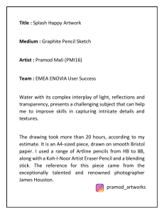 Splash Happy Artwork: Graphite Sketch by Pramod Mali
