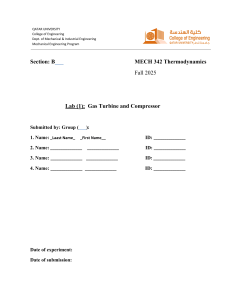 Gas Turbine and Compressor Lab Manual - MECH 342 Thermodynamics