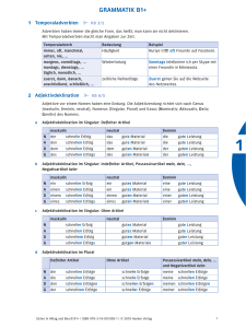 Deutsch-Grammatik B1+ Lehrbuch: Temporaladverbien & Adjektivdeklination