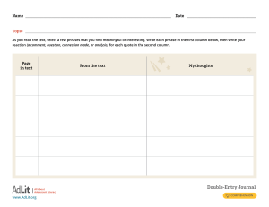 Double-Entry Journal for Reading Comprehension
