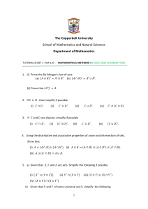 MA 110 Mathematical Methods I Tutorial Sheet 1