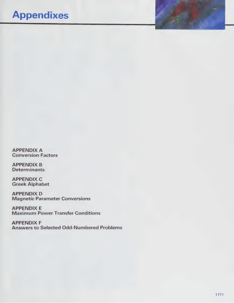 Electrical Engineering Appendixes: Conversion Factors, Determinants ...