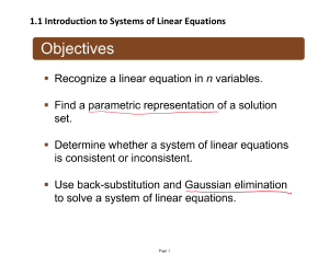 Introduction to Systems of Linear Equations