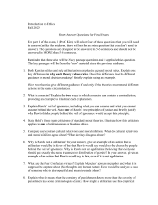 Introduction to Ethics Final Exam Questions