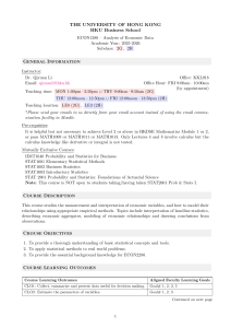 ECON1280 Syllabus: Analysis of Economic Data