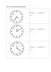 Time Telling Worksheet: Minutes Before/After