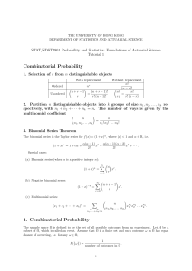University of Hong Kong STAT2901 Tutorial 1: Combinatorial Probability