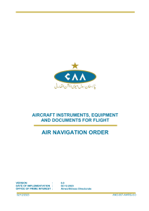 Aircraft Instruments, Equipment & Documents for Flight - Air Navigation Order