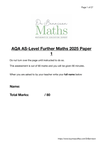 AQA AS-Level Further Maths 2025 Paper 1