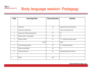 Body Language Session Pedagogy Plan