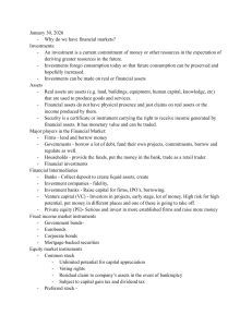 Introduction to Financial Markets & Investments