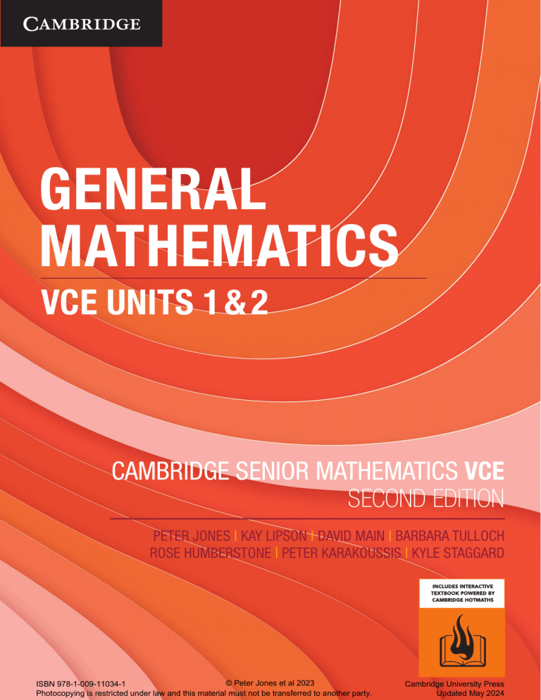 Textbook Math Unit 1 General Mathematics VCE Units 1 & 2 Textbook