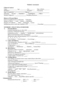 Pediatric Assessment Form: Newborn & Infant Health History