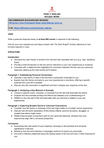 Year 11 English Holiday Work: The Dark Knight Essay Task