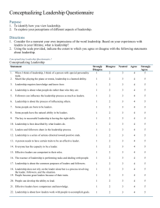 Conceptualizing Leadership Questionnaire - Assess Your Leadership Views