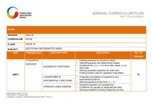 IGCSE 10 Additional Mathematics Curriculum Plan 2025-26