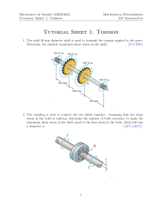 Mechanics of Solids Torsion Tutorial Sheet 1