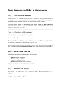 Addition in Mathematics Study Guide