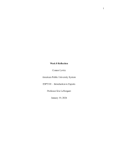 Week 8 Reflection: Introduction to Esports Course Insights