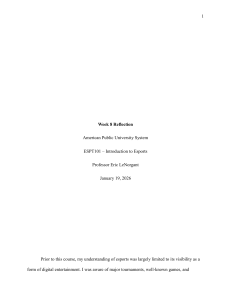 Week 8 Reflection: Esports as a Business Ecosystem