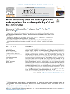 Laser Polishing of Nickel-Based Superalloys: Scanning Speed & Times Effects