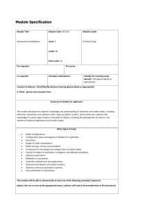 Automation and Robotics Module Specification EG7164