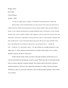College Self-Censorship: A Critical Writing Homework Response
