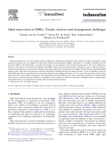 Open Innovation in SMEs: Trends, Motives, Challenges