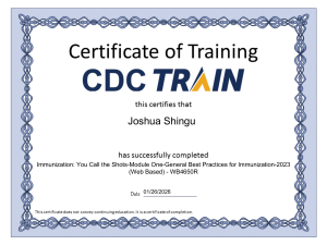CDC Immunization Training Certificate: Module One 2023