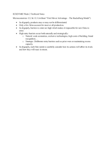 Microeconomics Oligopoly Notes: ECB2VMIE Week 2