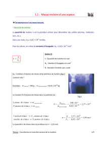 Masse molaire : d&eacute;termination et calculs