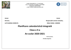 Planificare calendaristică integrată Clasa a II-a 2020-2021