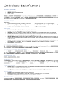Molecular Basis of Cancer 1: Definitions & Pathogenesis